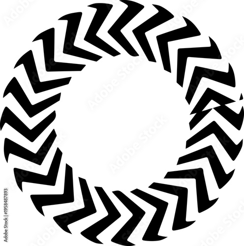 Chevron arrow circle. Chevron shape round frame 