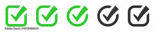 check mark icons tick symbols in green circle . Represents confirmation, approval, success, or completed tasks or status. for web, checklists, and task completion projects	
