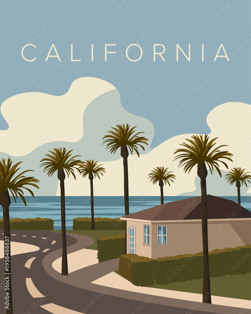 Fototapeta premium California street poster, banner, cover