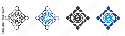 Management icon set multiple style collection	
