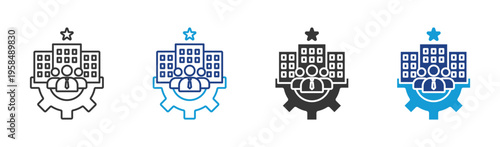 Organization icon set multiple style collection	
