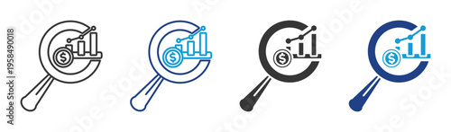 Analysis icon set multiple style collection	
