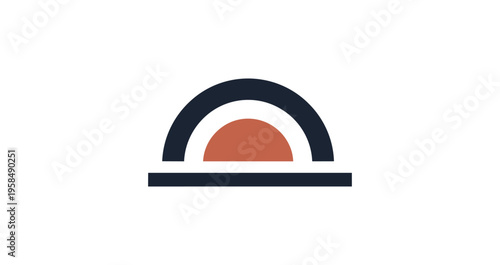 Abstract geometric sunrise icon on black background