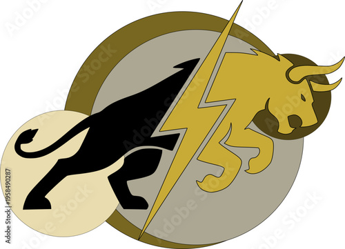 Fast and flash lion Lightning Logo
