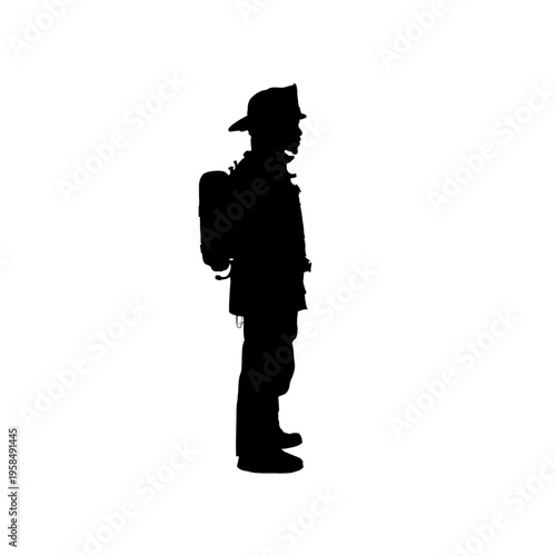 firefighter silhouette isolated - vector illustration	