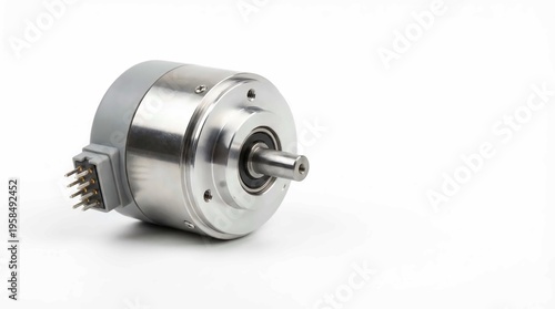 Industrial encoder rotary sensor, metallic component with shaft and pins