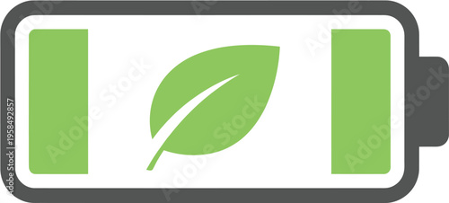 Eco-Friendly Green Energy Battery Icon Representing Sustainable Power and Environmental Technology Solutions for a Greener Future