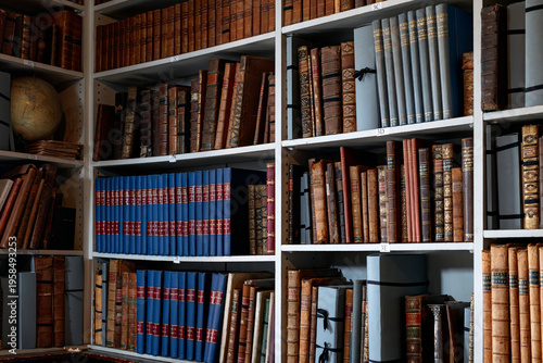 Old vintage books in a castle library, United Kingdom. October 05 2024