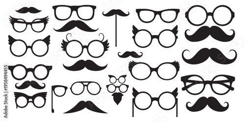 April fools' day silhouette props for pranksters and jokers on white background