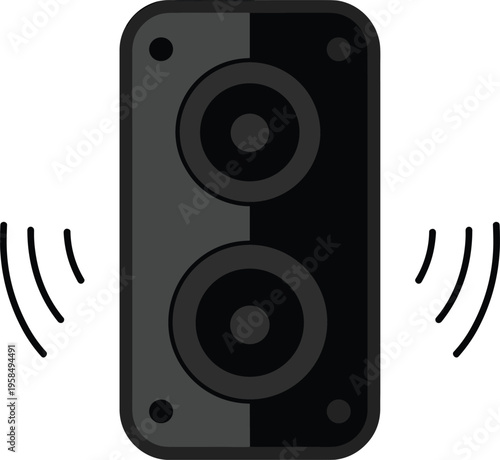 Audio Speaker Icon Vector Illustration with Sound Waves for Music Studio Equipment Entertainment Systems Electronic Device and High Quality Sound Concepts