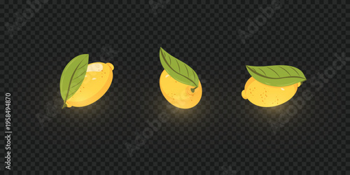 vector illustrations of lemons and leaves for banners, cards, flyers, social media wallpapers, etc.