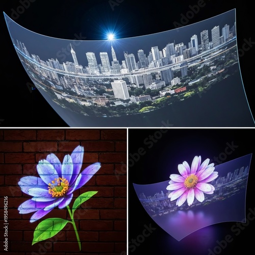 Project holographic images onto a variety of surfaces