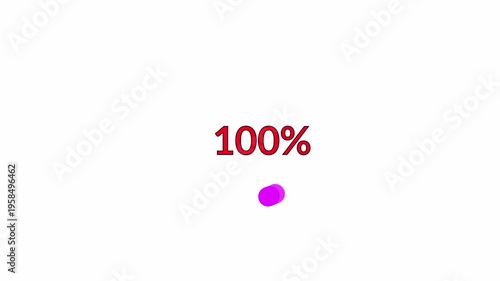 Simple loading circle animation on a white background, circle loading icon with 1 to 100% countdown, waiting for download, circle loading with alpha channel in 4k
