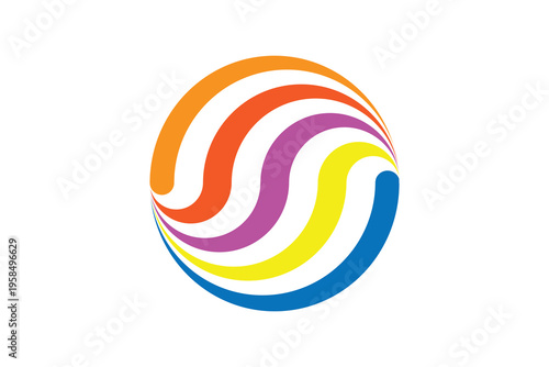 Abstract colorful swirling circle logo vector design element for modern business branding and marketing