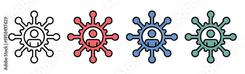 Stakeholder icon set multiple, business people and communication symbols representing collaboration, management, teamwork and organizational roles, corporate hierarchy and engagement concepts, modern 