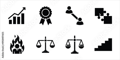 Collection of law business and award icons