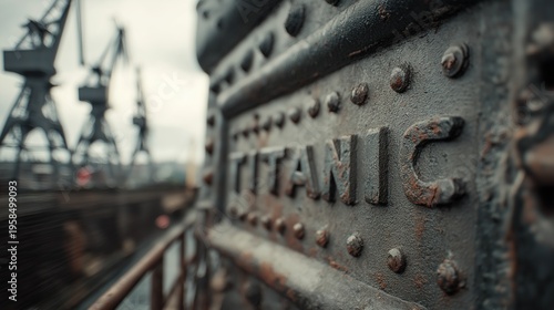 Titanic Ship Nameplate with Industrial Background