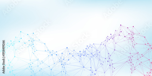 Modern digital technology background design with molecular plexus lines and dots. Futuristic network connection. Abstract mesh, big data technology, ai, science, cyberspace.