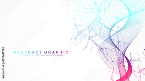 Modern digital technology background design with molecular plexus lines and dots. Futuristic network connection. Abstract mesh, big data technology, ai, science, cyberspace.