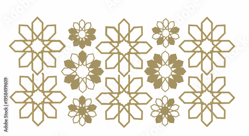Geometric floral pattern design with intricate shapes and details