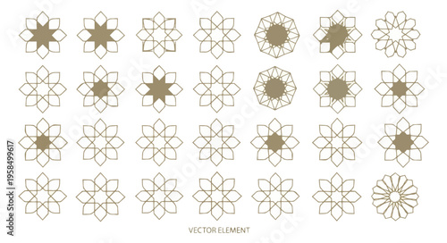 Geometric floral pattern elements set for design projects