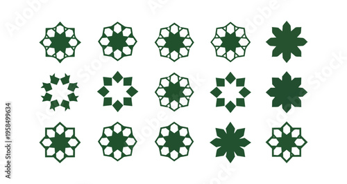 Geometric floral patterns on black background