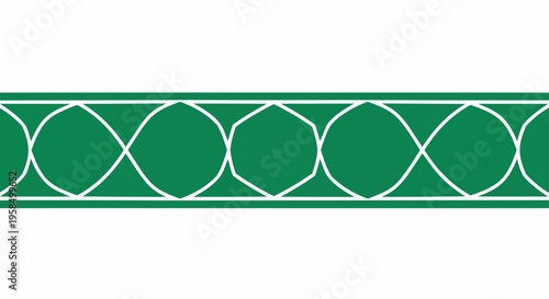 Geometric green and black repeating pattern on white background
