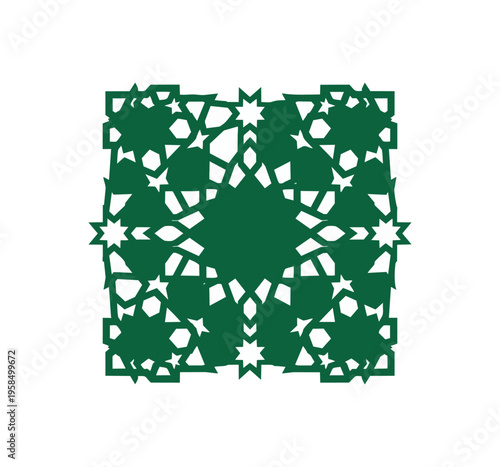 Geometric green pattern on black background decorative design