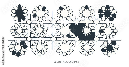 Geometric pattern design with star shapes on a dark background