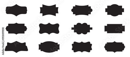 Label frame silhouette collection with decorative emblem shapes vector