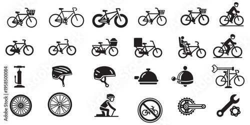 Bicycle maintenance icons set with cycling equipment parts eps 10