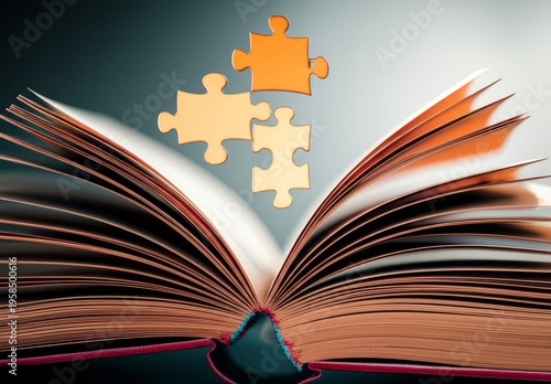 Open Book with Interlocking Puzzle Pieces Symbolizing how differ