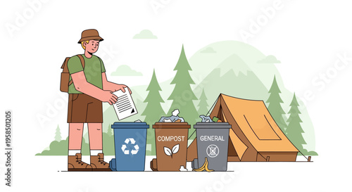 Man sorting recyclables in outdoor setting