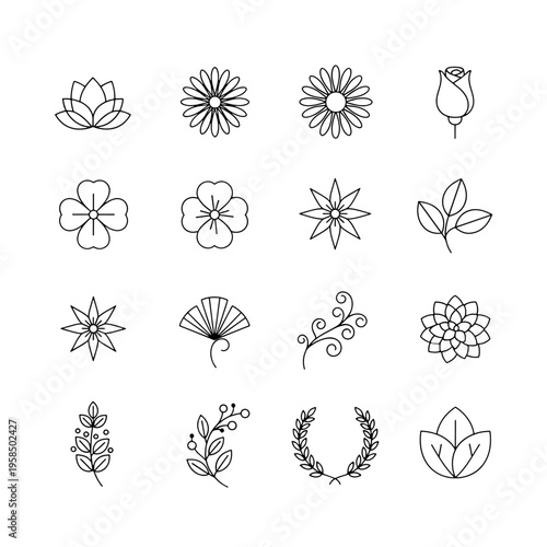 Line Art Floral Elements