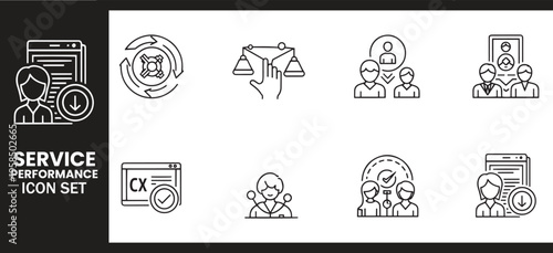 Service Performance and Customer Experience Management Icon Set