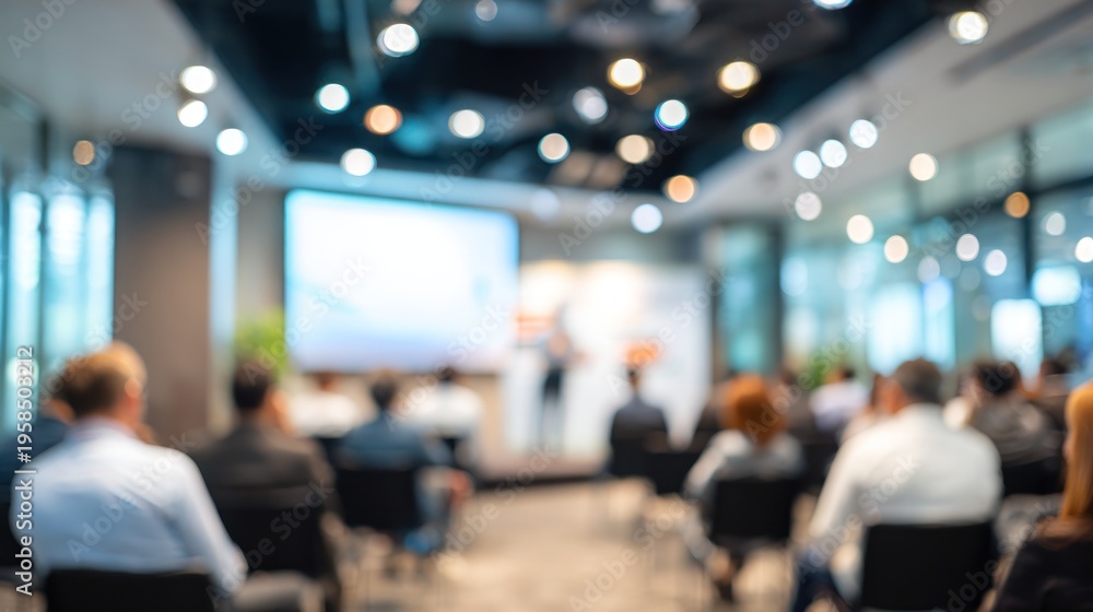 Fototapeta premium Blurred conference presentation session