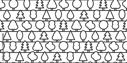 シンプルな木々が並ぶ模様のベクターイラスト