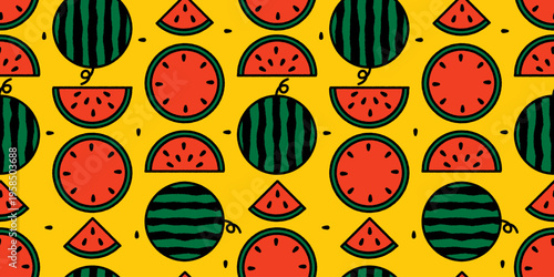 夏の楽しいスイカ柄の背景素材