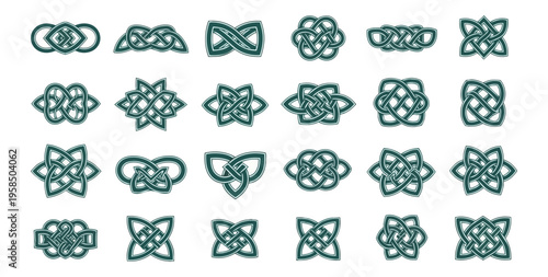 Abstract geometric celtic knots pattern on black background