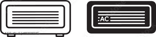 Black and white air conditioner icons with one labeled ac