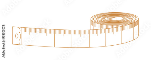 Flexible tailor measuring tape roll vector tool for sewing and fitness design