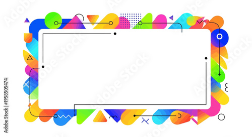 Colorful April Fools' Day social media frame with funny prank characters and icons on a white background, conveying a joyful and humorous mood