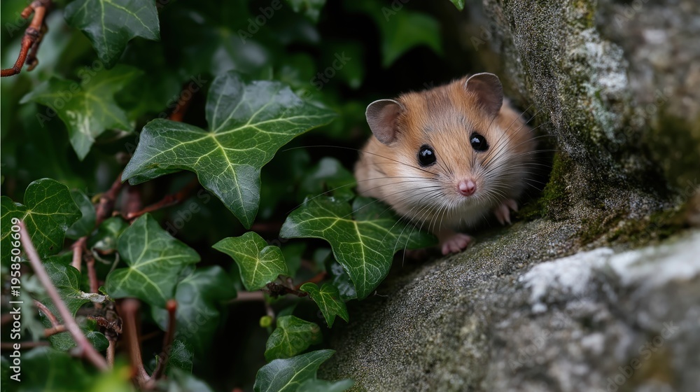Fototapeta premium A Curious Hamster Among Greenery