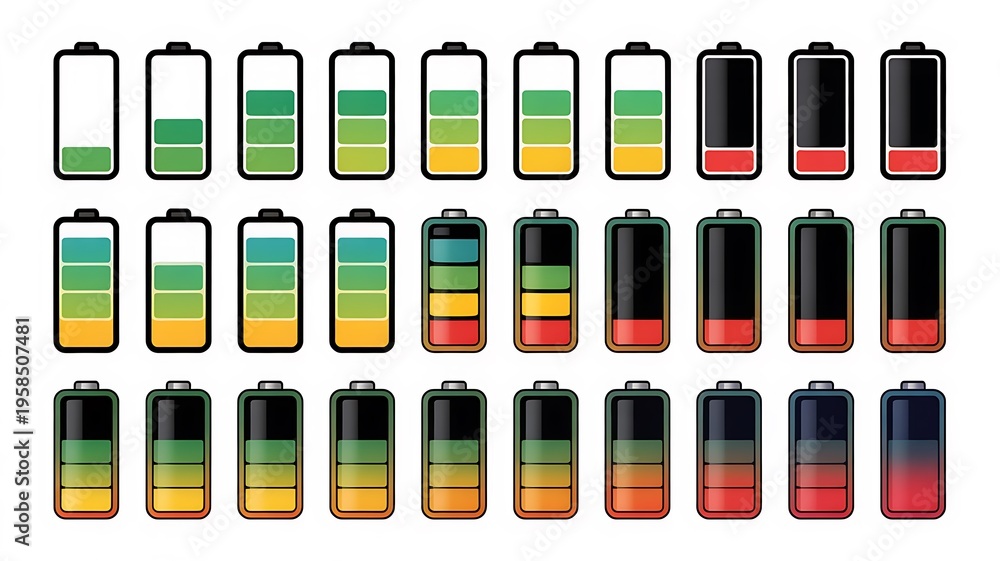 Fototapeta premium 3d colorful battery with loading text on yellow section