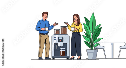 Colleagues Having Coffee Break in Modern Office