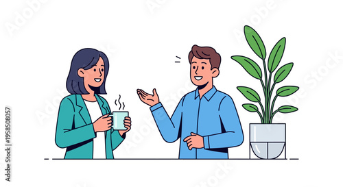 Happy Colleagues Chatting During Coffee Break