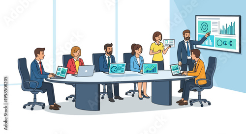 Modern Corporate Team Collaborating at Table