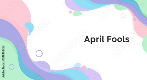 Colorful April Fools' Day social media frame with pastel colors and funny prank characters for celebration and decoration