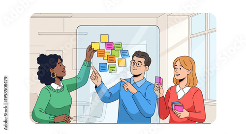 Business Colleagues Brainstorming With Sticky Notes