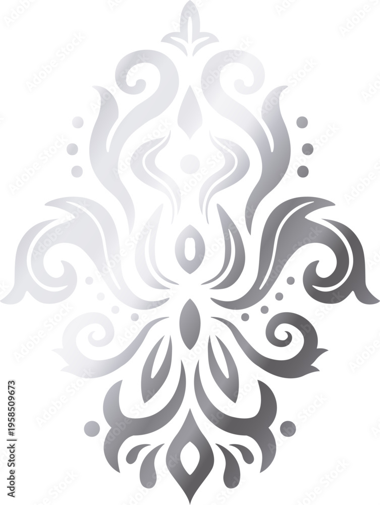Fototapeta premium Elegant silver damask ornamental pattern design element
